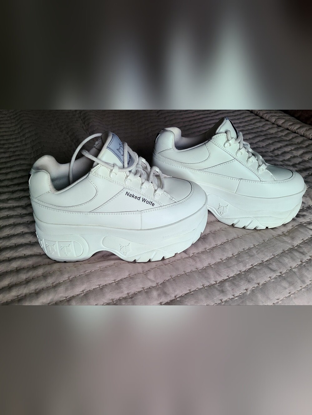 Naked Wolfe Sporty White Leather Platform Sneakers Women’s US 5 EU 35